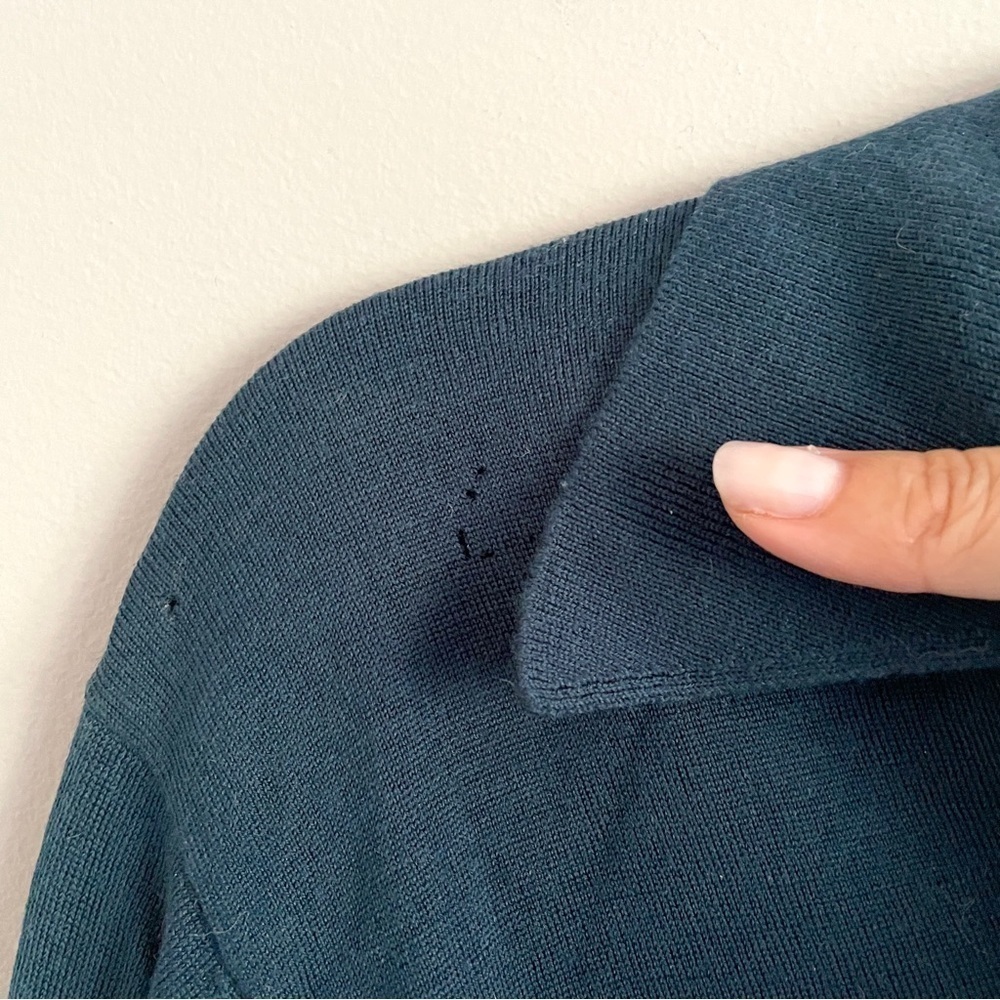 Vintage John Smedley Teal Wool Long Sleeve Polo Bodysuit - S 🇬🇧 - Picture 4 of 10